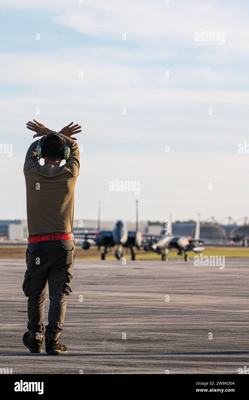 A U S Airman assigned to the 335th Fighter Generation Squadron