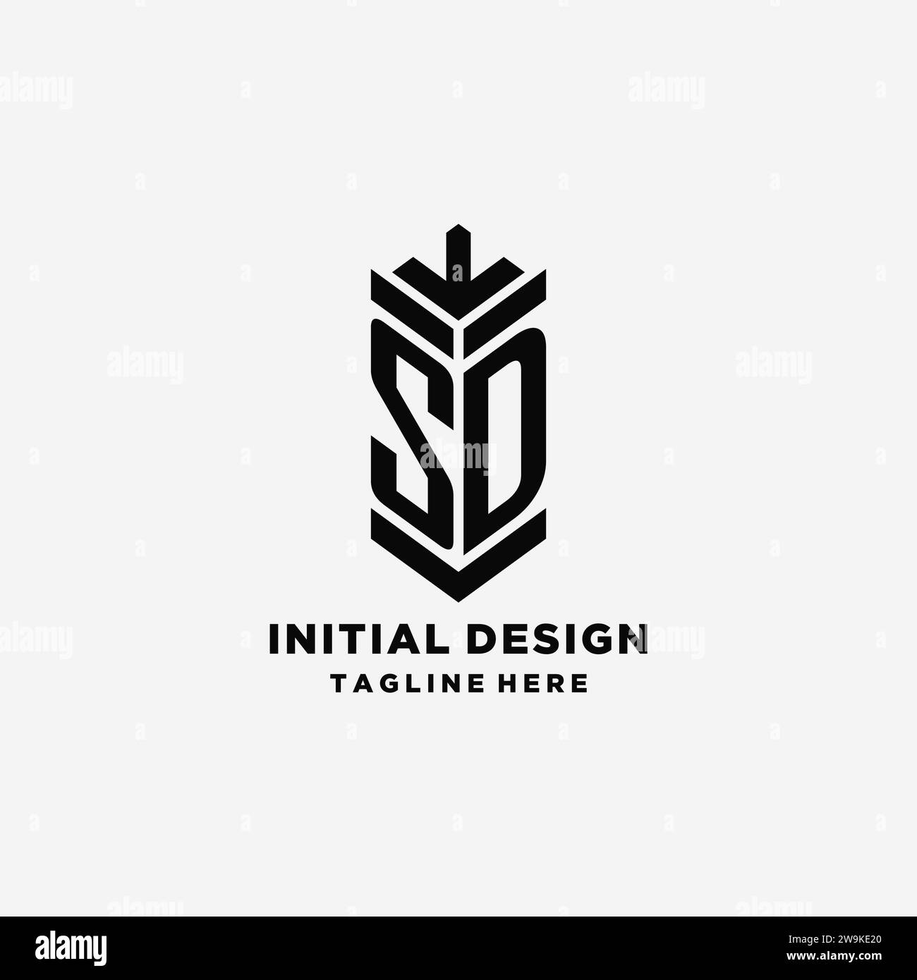 Initials SD shield logo design, creative monogram logo inspiration vector graphic Stock Vector