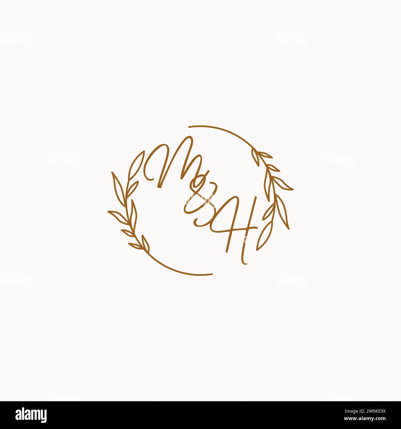 MH wedding initials logo design ideas Stock Vector