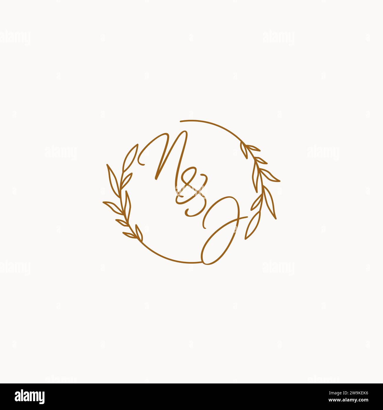 NJ wedding initials logo design ideas Stock Vector
