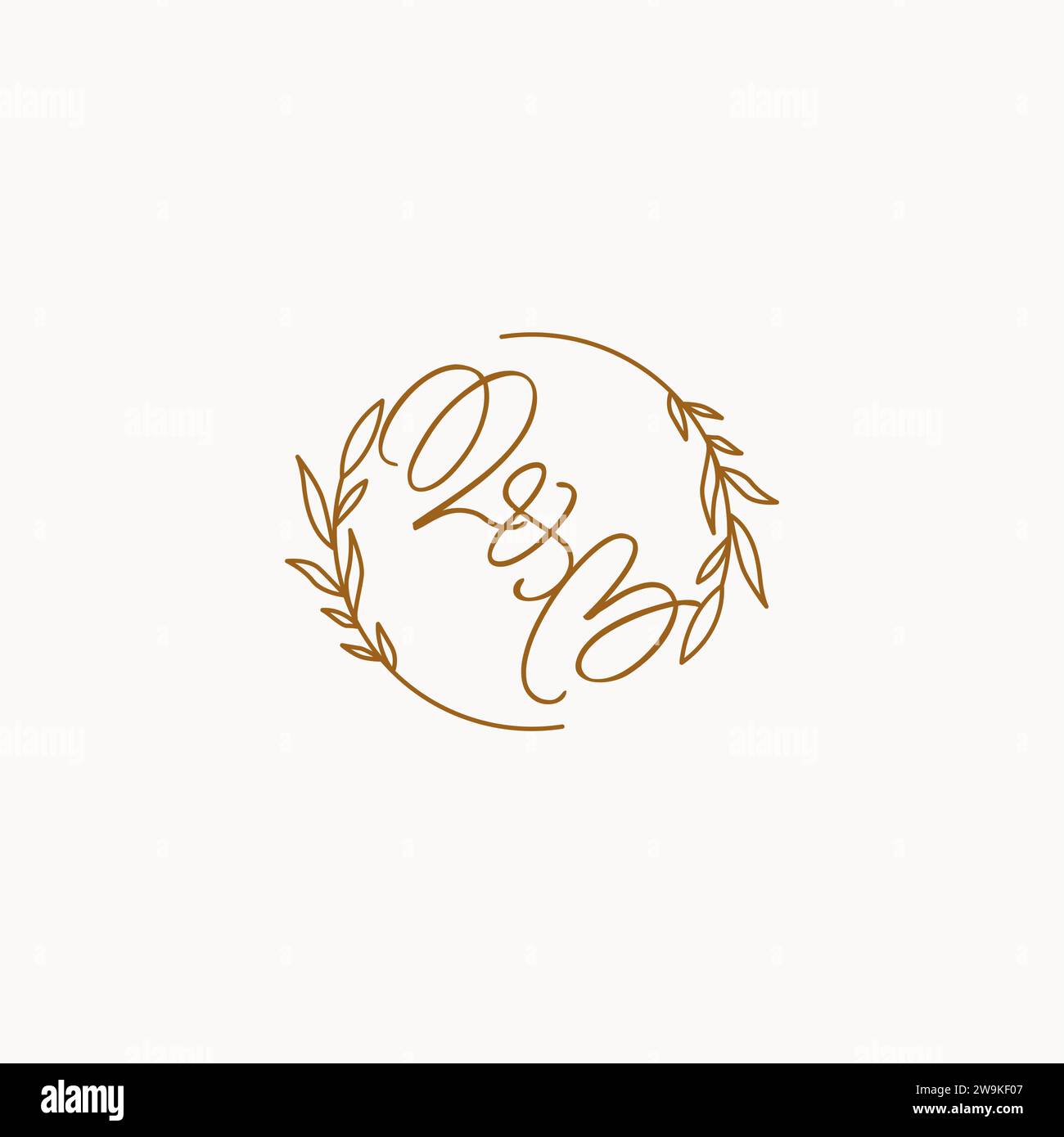 QB wedding initials logo design ideas Stock Vector