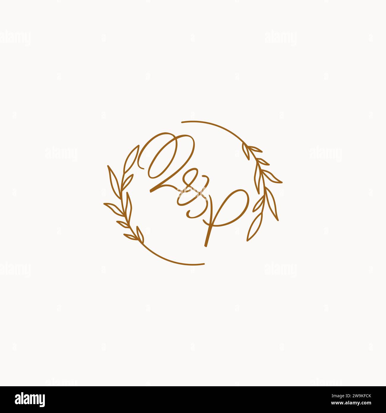 QP wedding initials logo design ideas Stock Vector