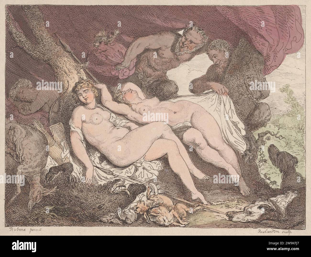 Diana and Her Nymphs Spied on by Satyrs 1959 by Peter Paul Rubens Stock Photo