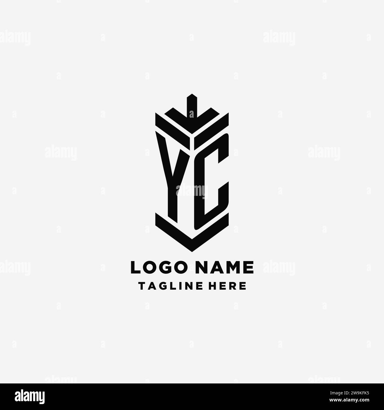 Initials YC shield logo design, creative monogram logo inspiration