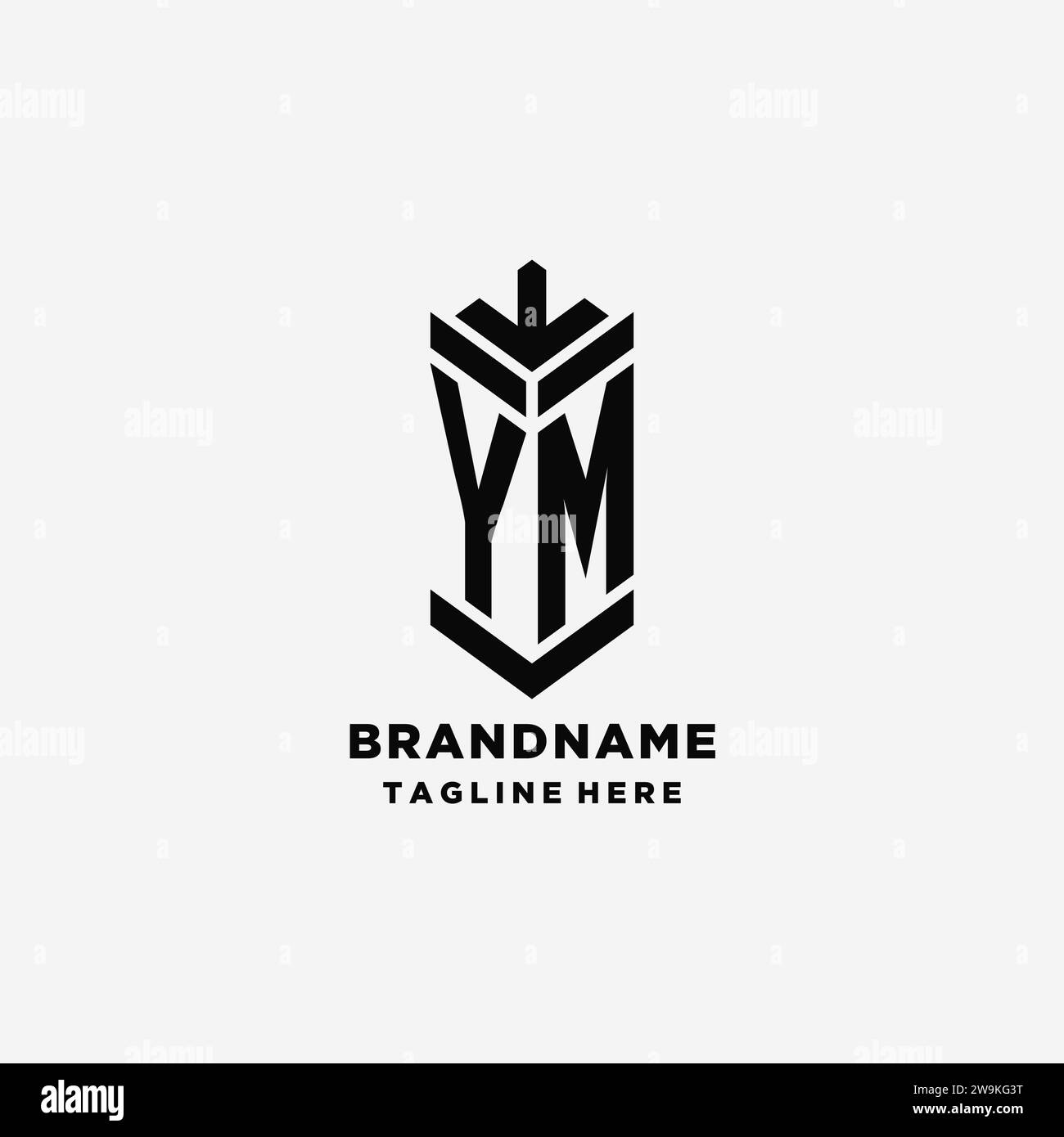 Initials YM shield logo design, creative monogram logo inspiration