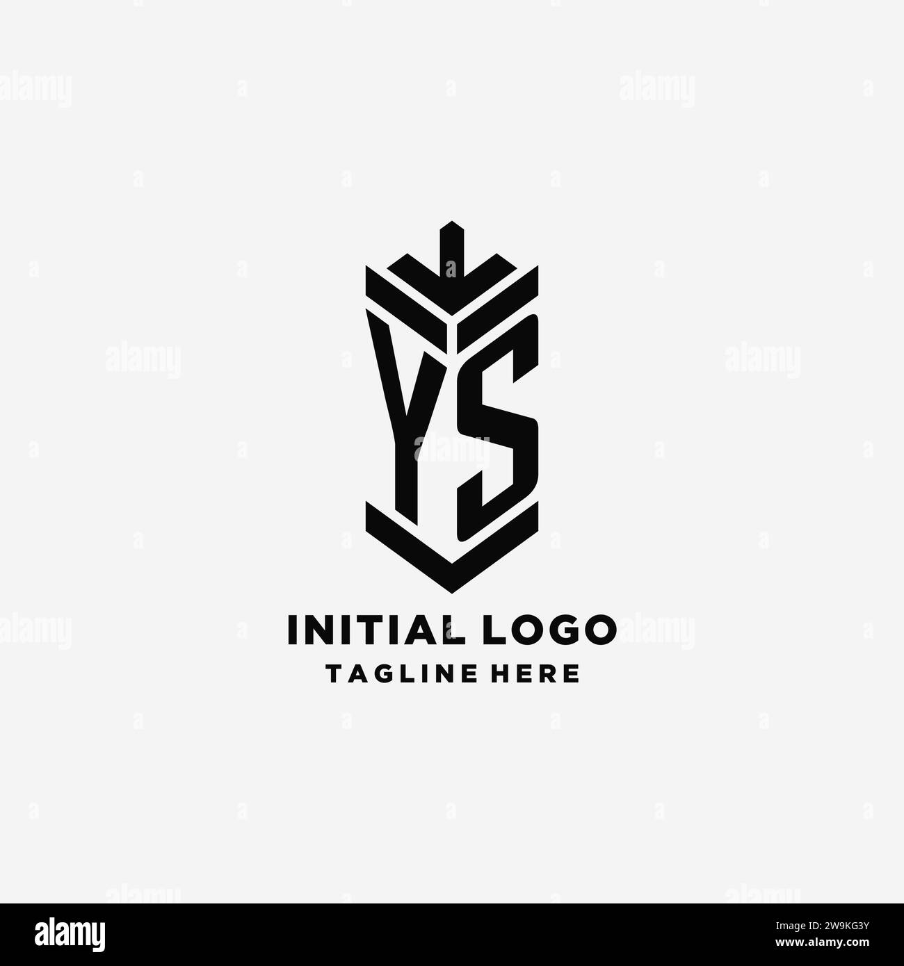 Initials YS shield logo design, creative monogram logo inspiration vector graphic Stock Vector