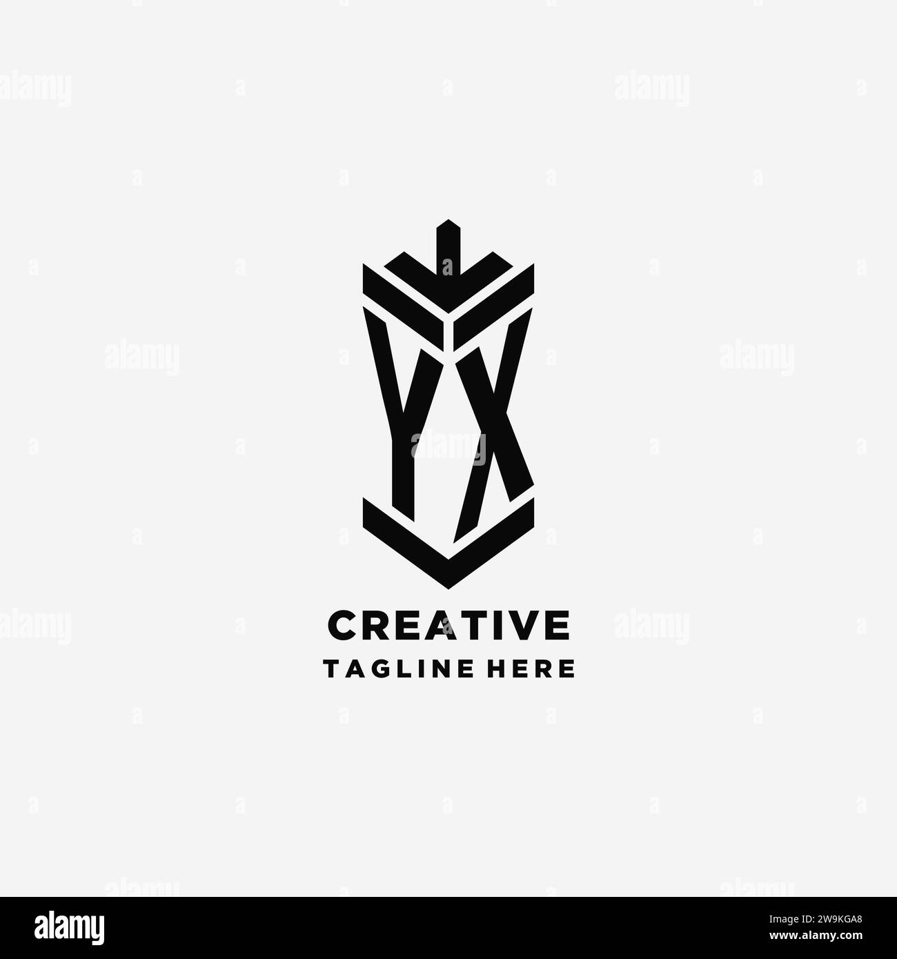 Initials YX shield logo design, creative monogram logo inspiration vector graphic Stock Vector