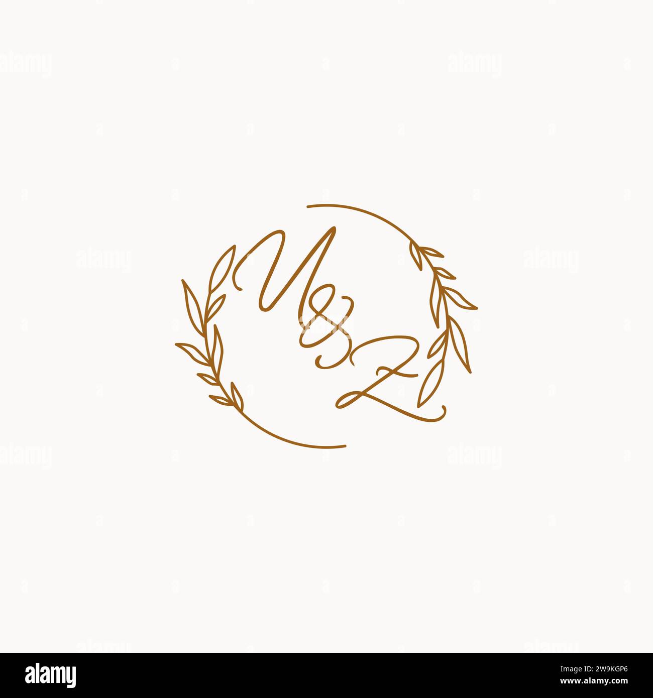 UZ wedding initials logo design ideas Stock Vector