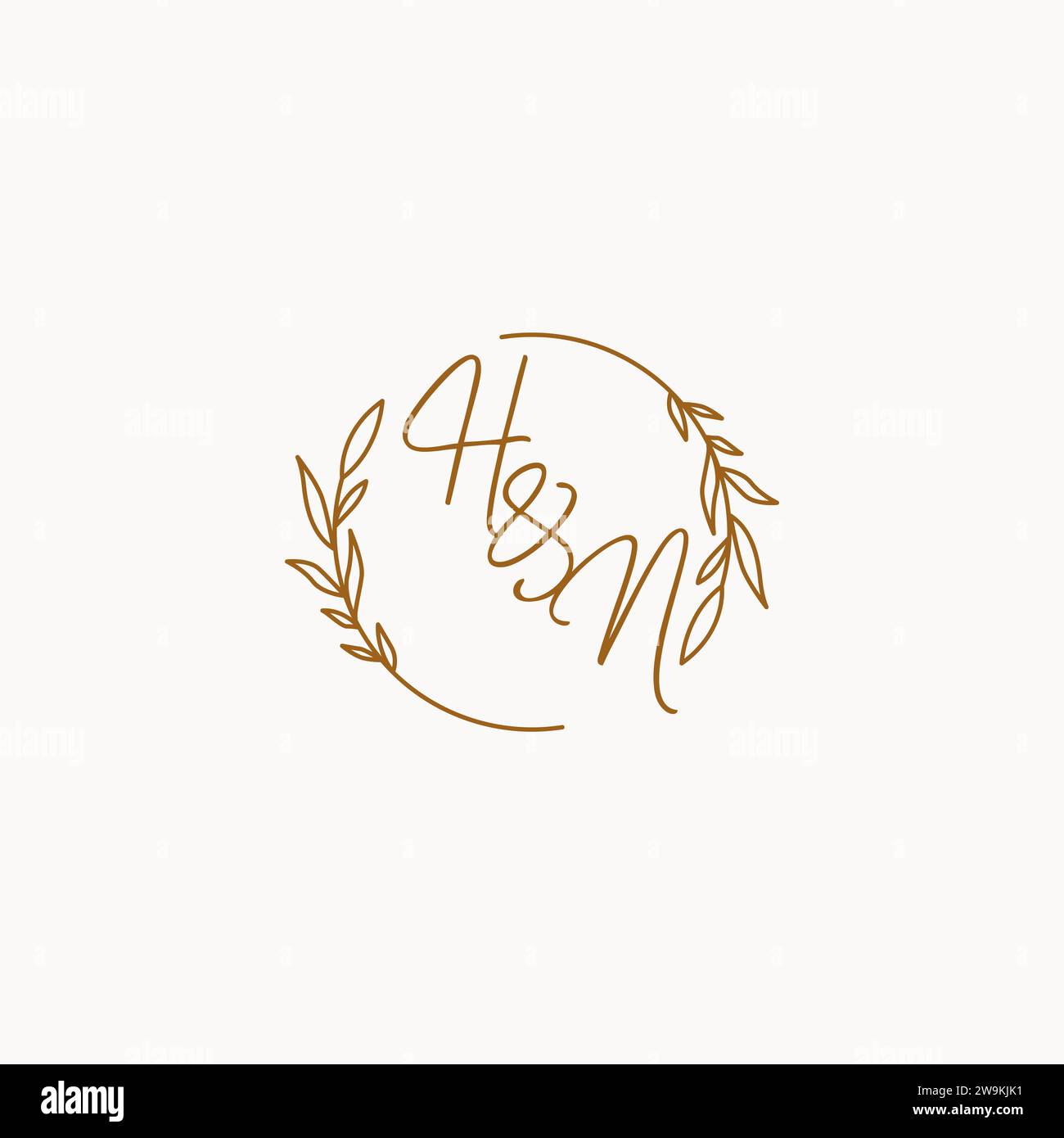 HN wedding initials logo design ideas Stock Vector