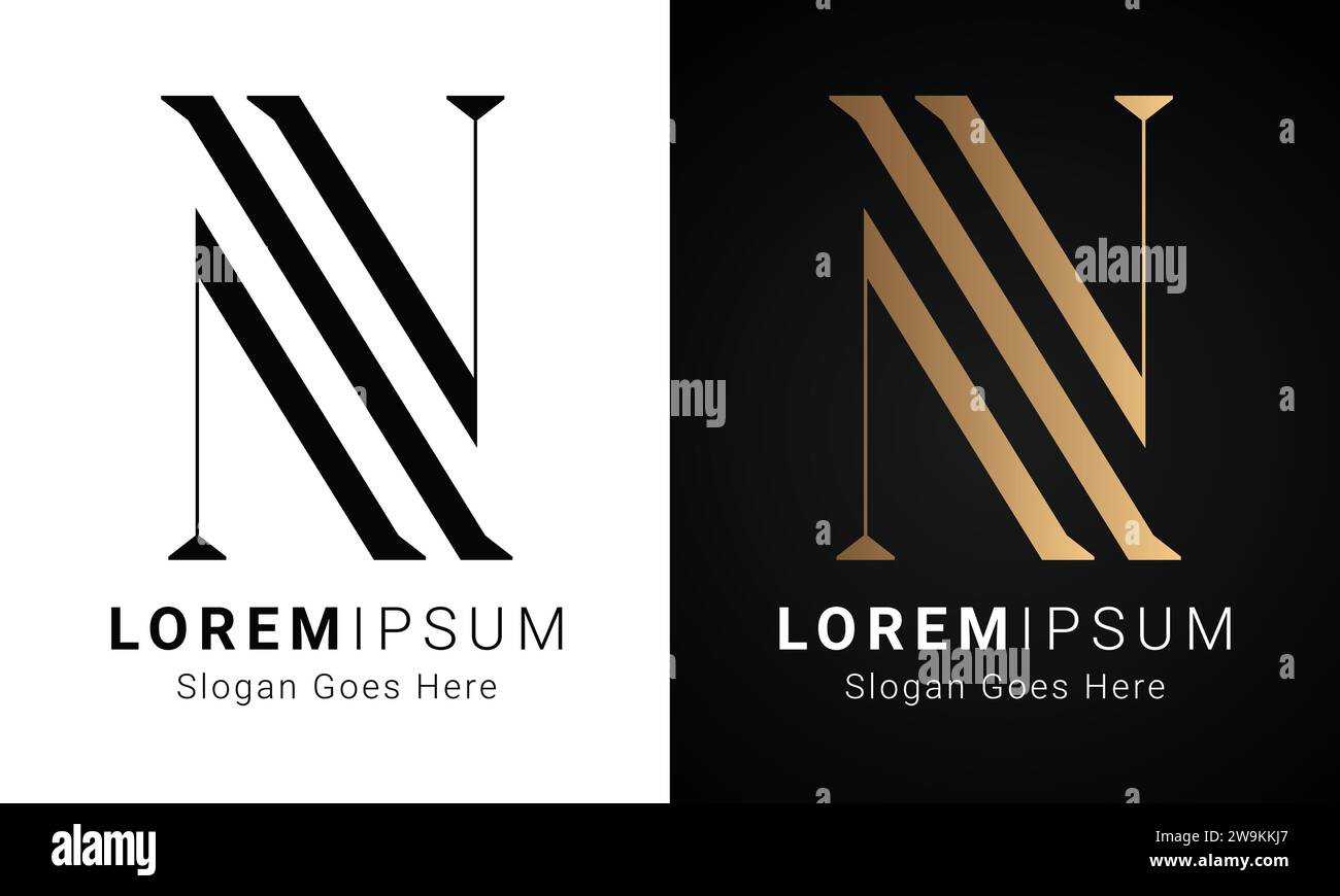 Luxury Initial NN Monogram Text Letter Logo Design Stock Vector