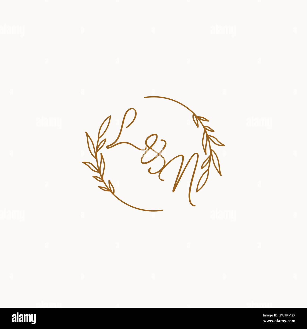 LN wedding initials logo design ideas Stock Vector