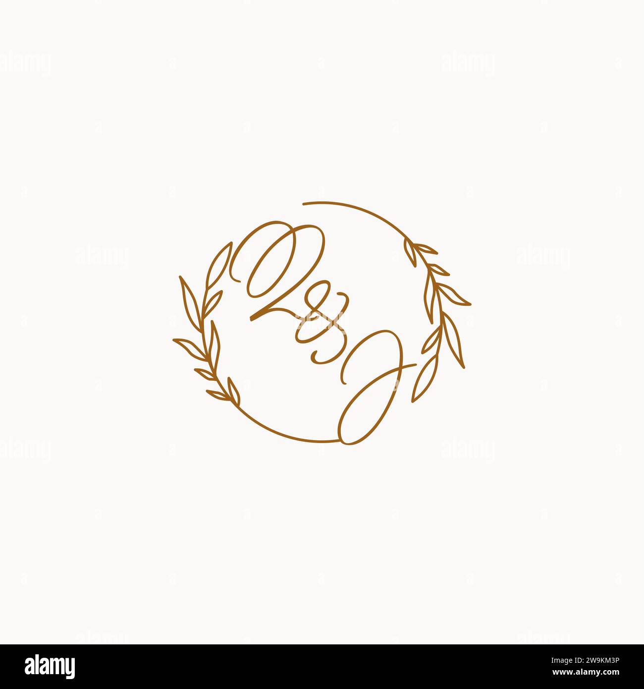 QJ wedding initials logo design ideas Stock Vector