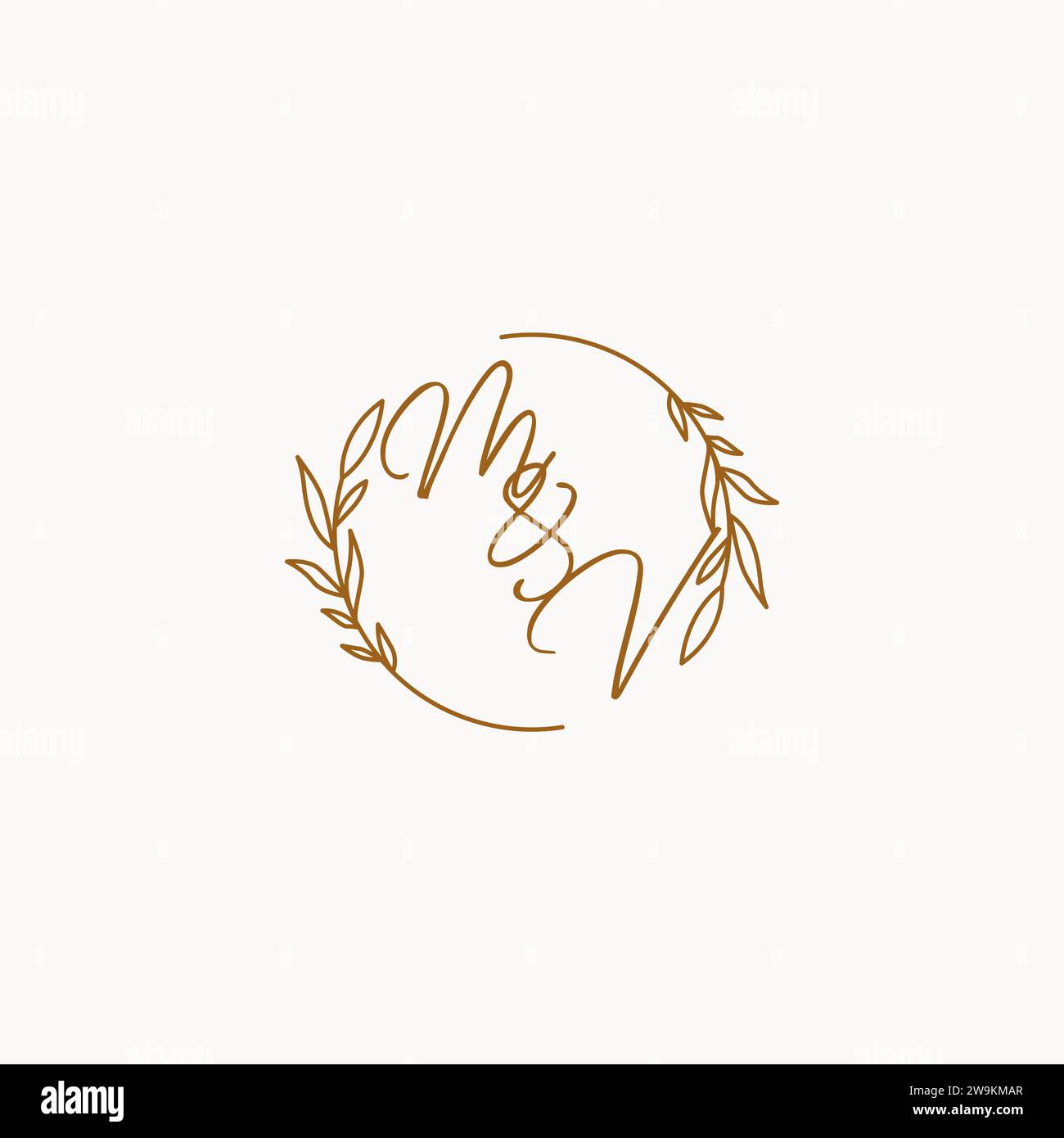 MV wedding initials logo design ideas Stock Vector
