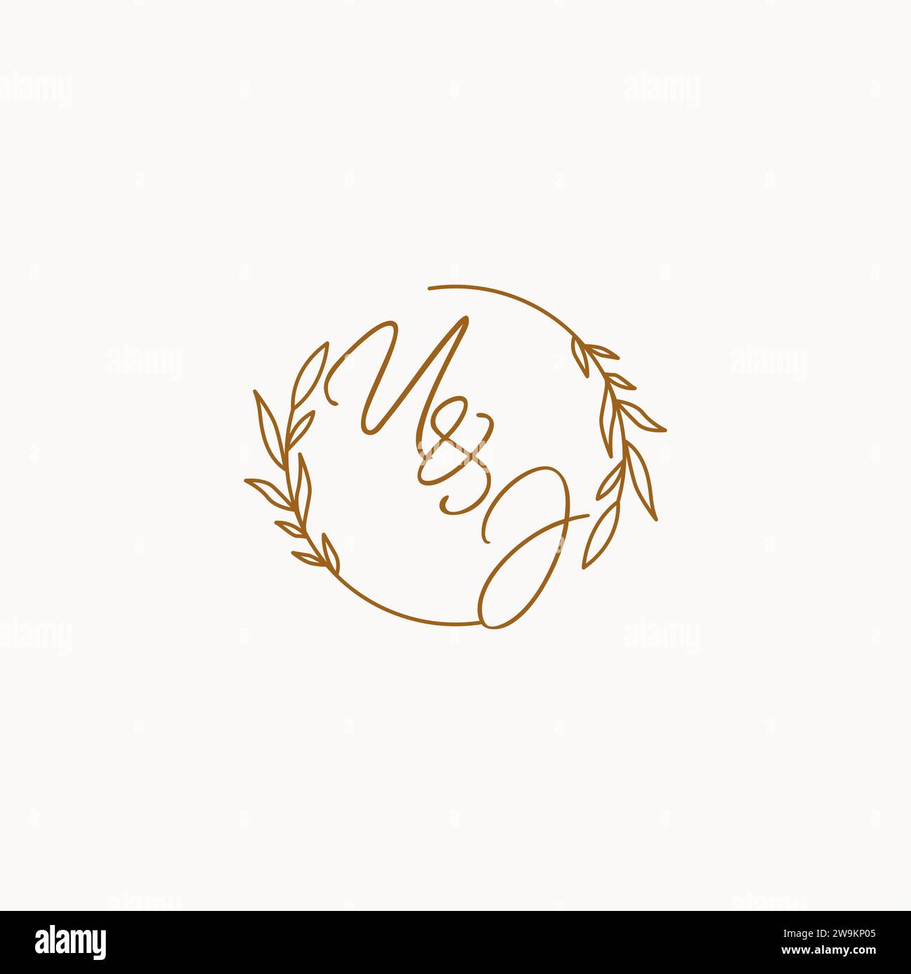 UJ wedding initials logo design ideas Stock Vector