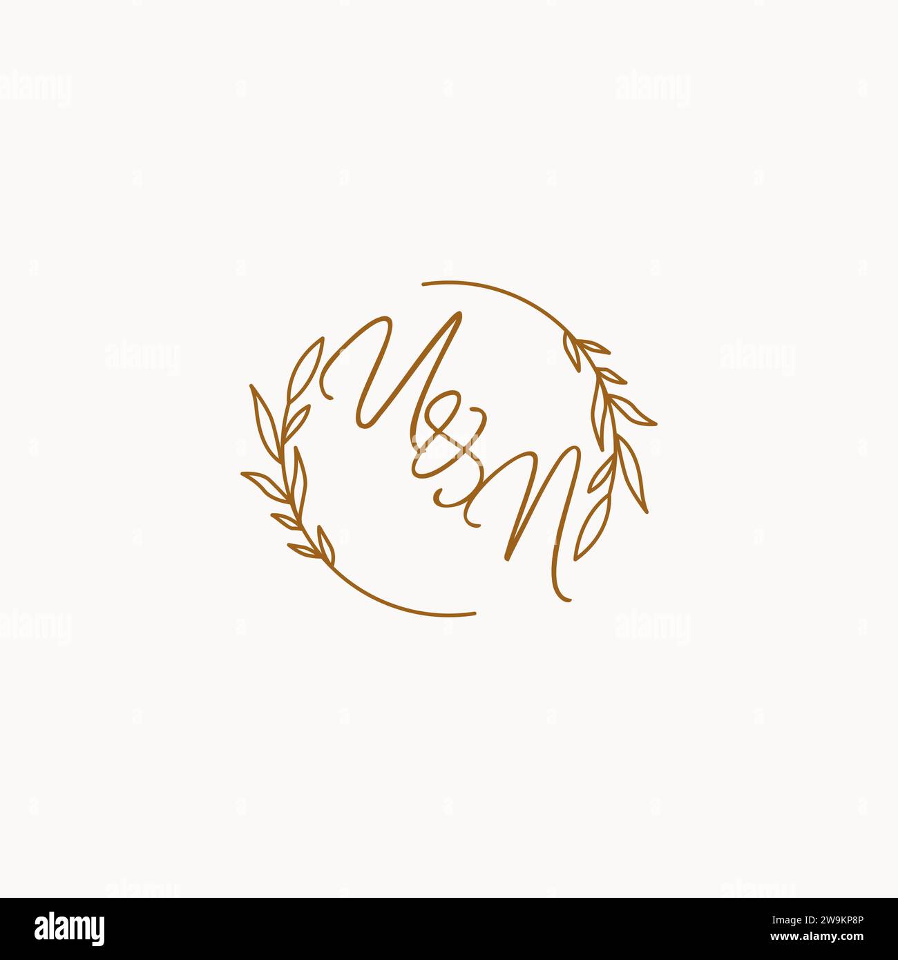 UN wedding initials logo design ideas Stock Vector