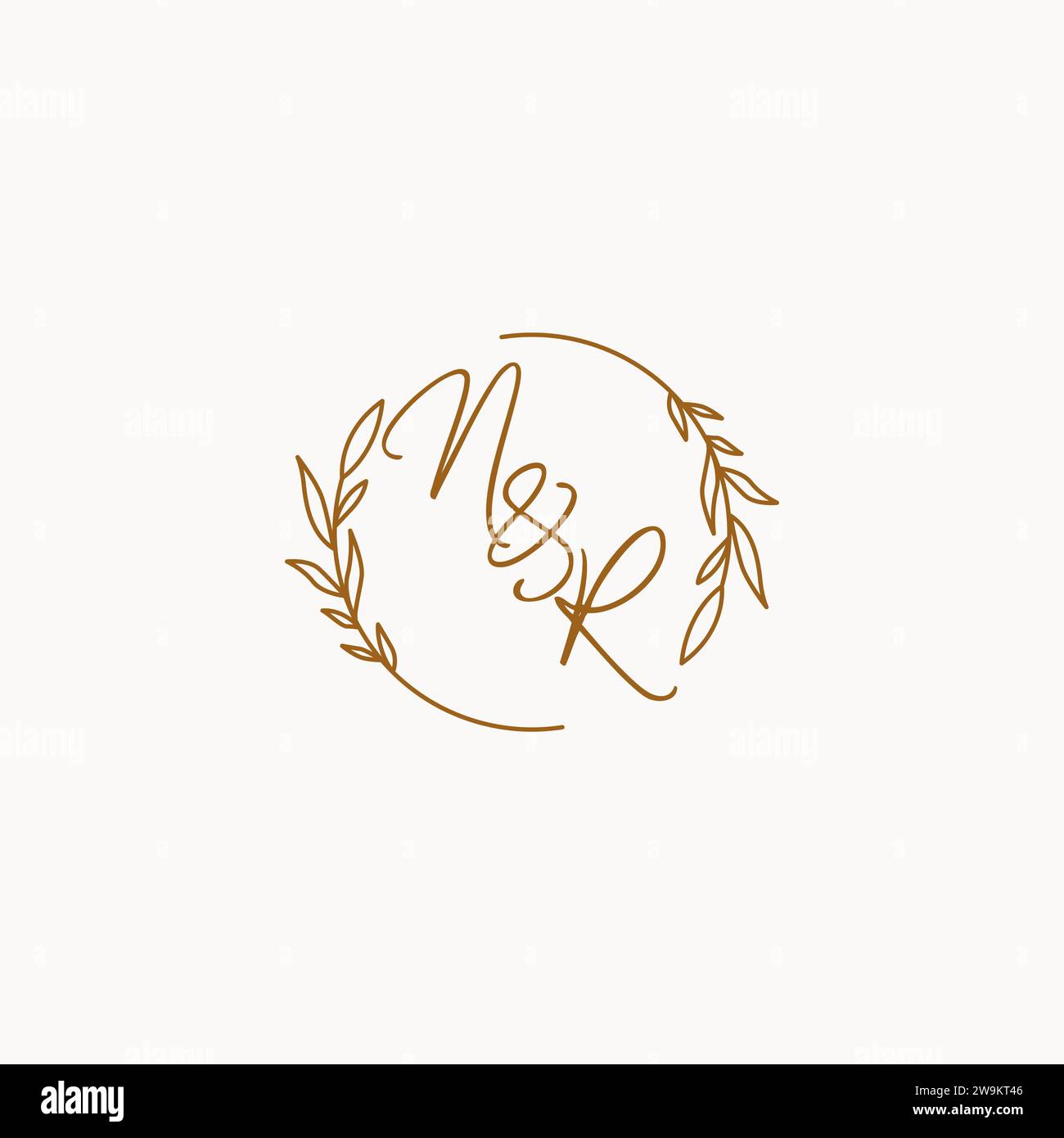 NR wedding initials logo design ideas Stock Vector