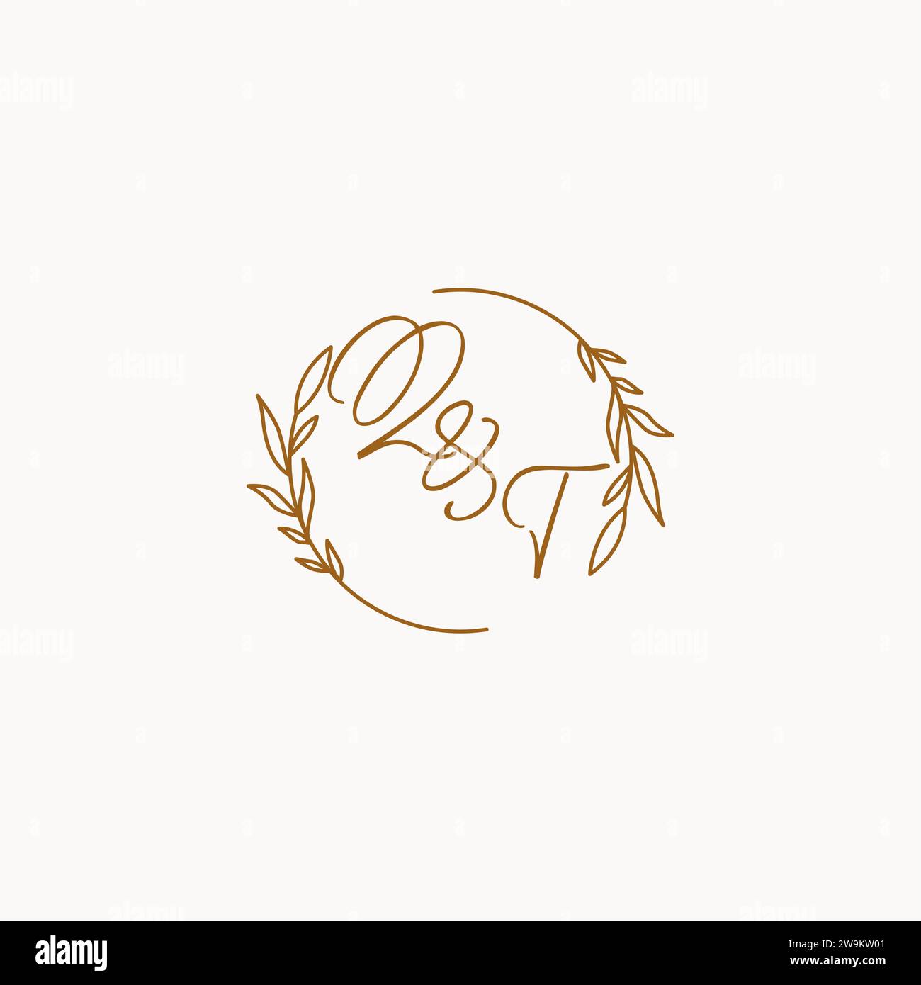 QT wedding initials logo design ideas Stock Vector