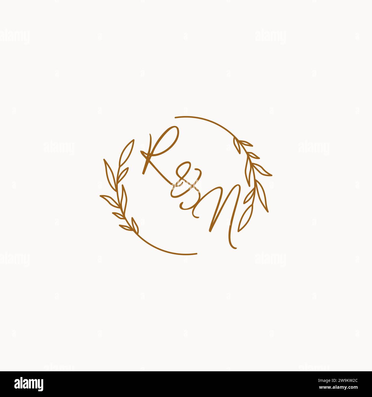 RN wedding initials logo design ideas Stock Vector