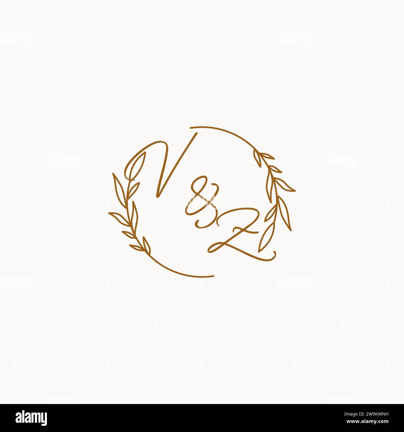 VZ wedding initials logo design ideas Stock Vector
