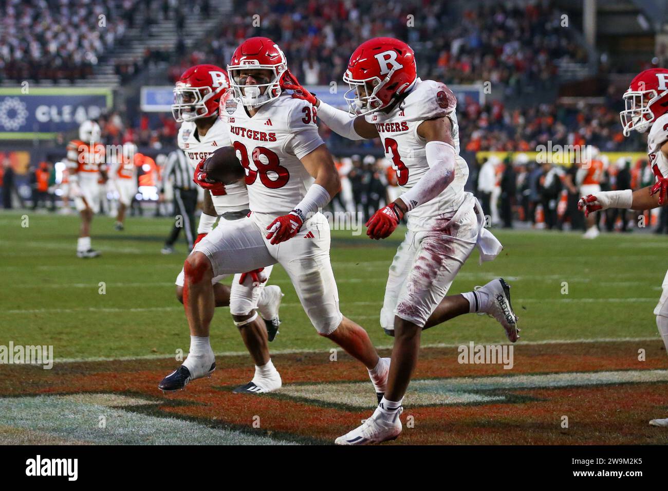 Bronx, NY, USA. 28th Dec, 2023. Rutgers celebrates a blocked punt for a ...