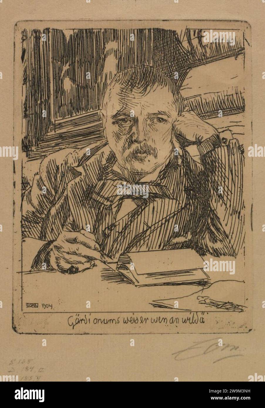 Zorn - Självporträtt med inskription 1904, NMG 1571906 Stock Photo - Alamy