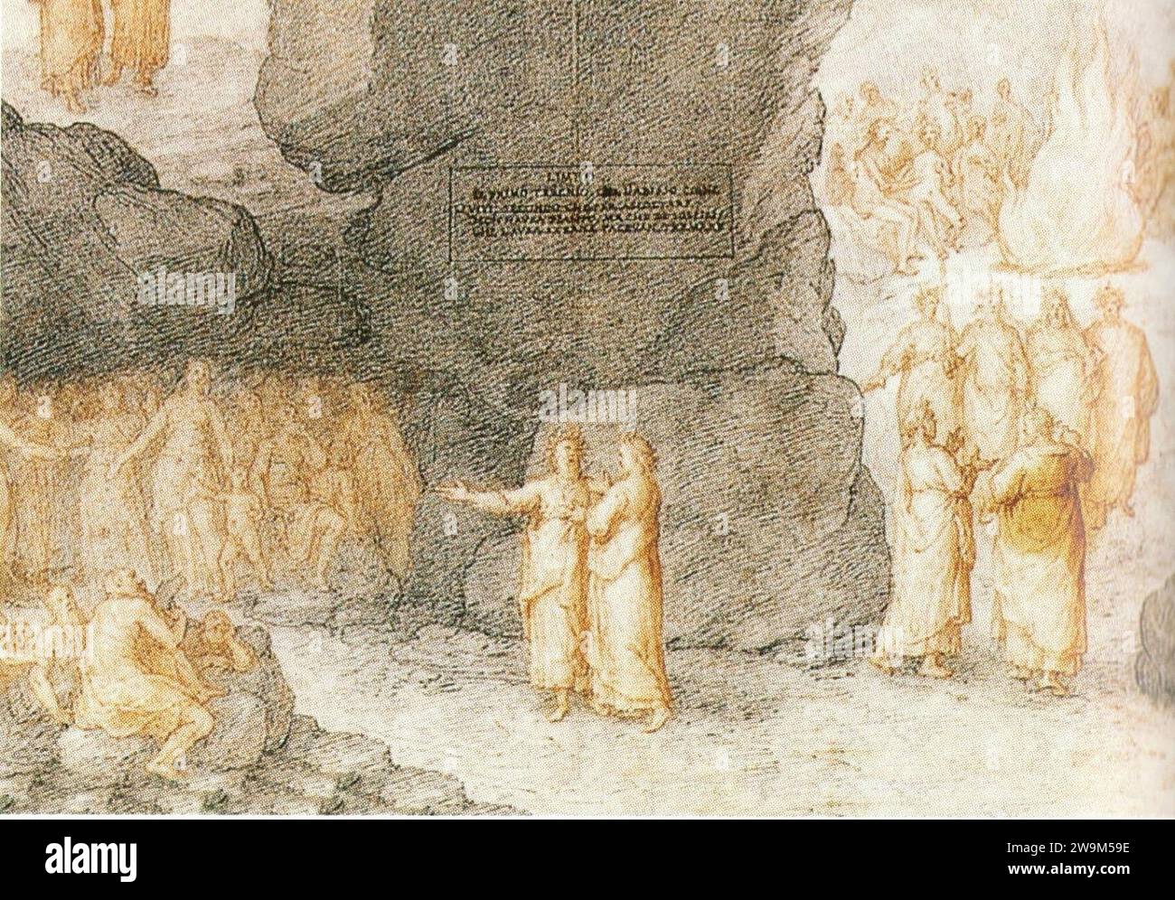 Zuccari, Federico — Dante und Vergil treffen in der Vorhölle auf die Seelen der gerechten Helden (Detail). Stock Photo