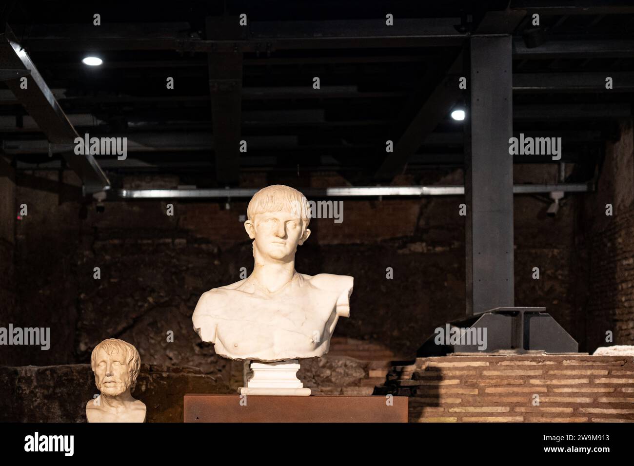 Emperor Nero Marble Bust, the Domus Aurea and Egypt Exhibition in Rome, Italy. Stock Photo