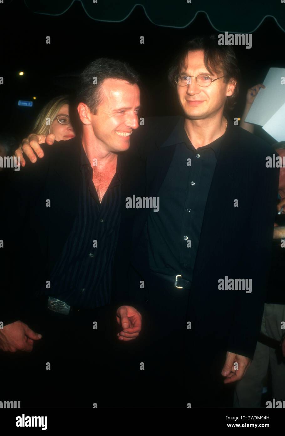Los Angeles, California, USA 8th October 1996 Actor Aidan Quinn and Actor Liam Neeson attend Warner Bros. ÔMichael CollinsÕ Party at ChasenÕs Restaurant on October 8, 1996 in Los Angeles, California, USA. Photo by Barry King/Alamy Stock Photo Stock Photo