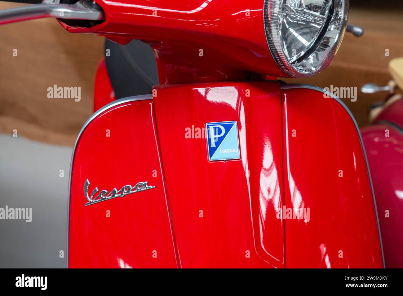 Red Vespa Piaggio LX 50 scooter Stock Photo