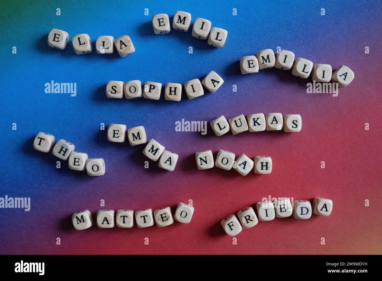 Stuttgart, Germany. 28th Dec, 2023. Wooden cubes with letters that make