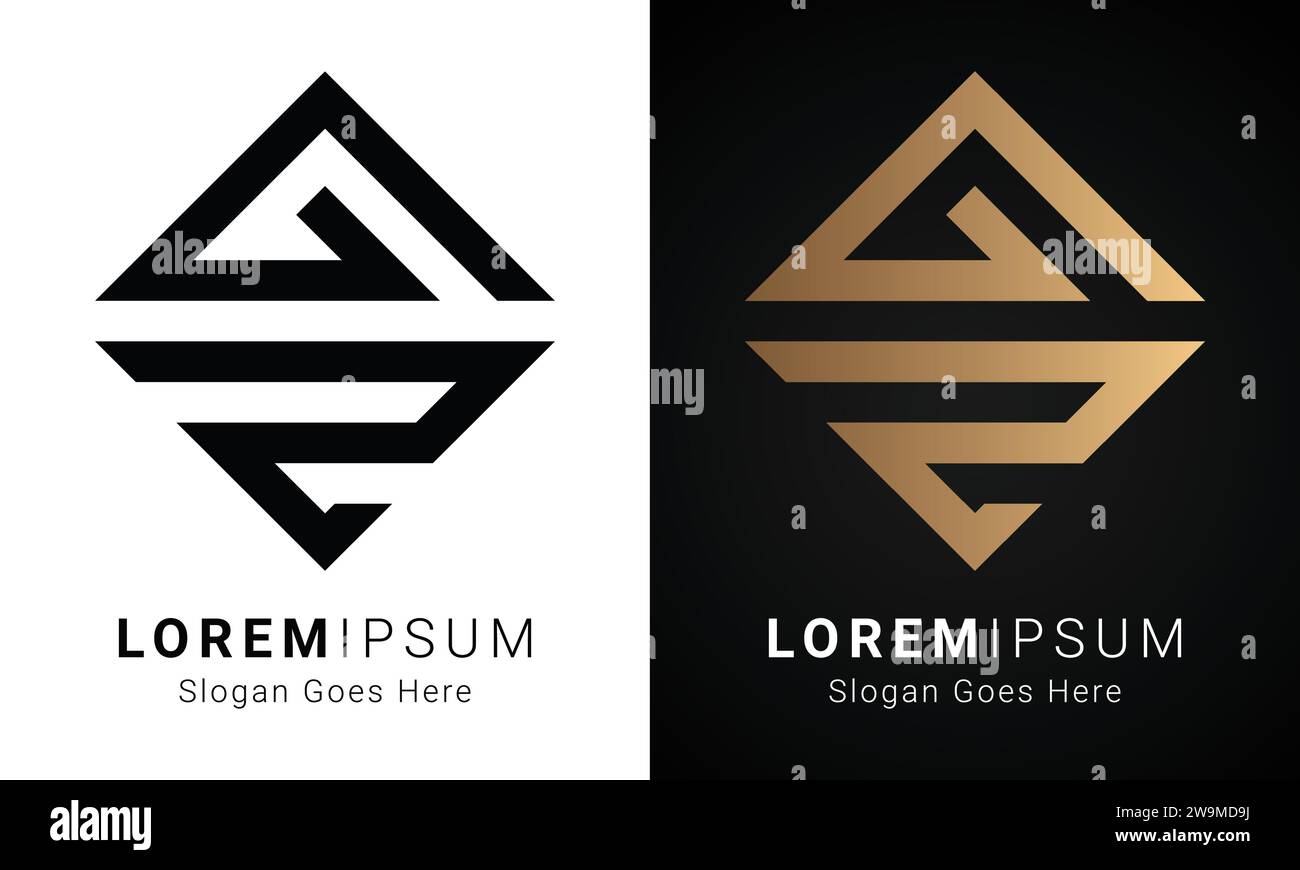 Luxury Initial GZ or ZG Monogram Text Letter Logo Design Stock Vector ...