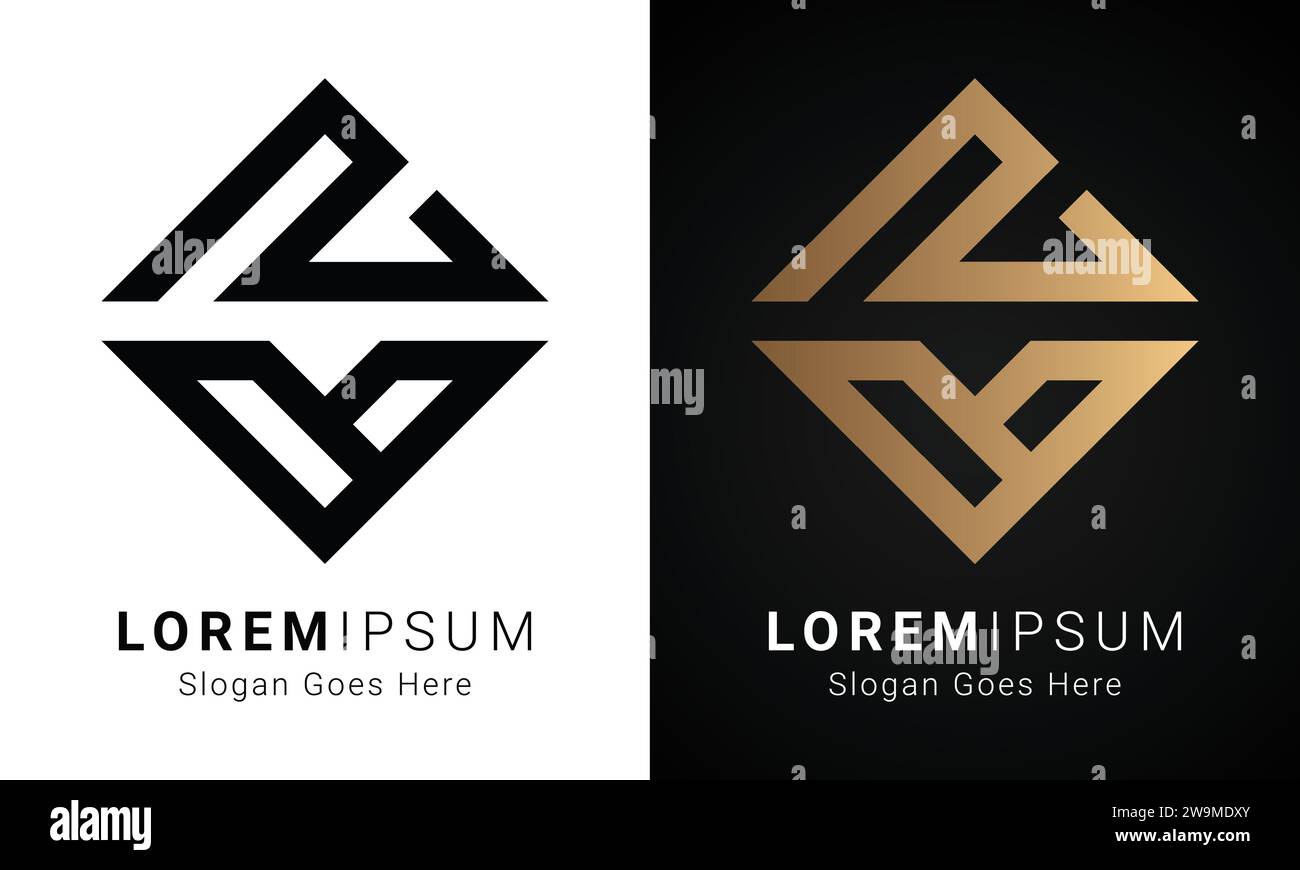 Luxury Initial ZB or BZ Monogram Text Letter Logo Design Stock Vector