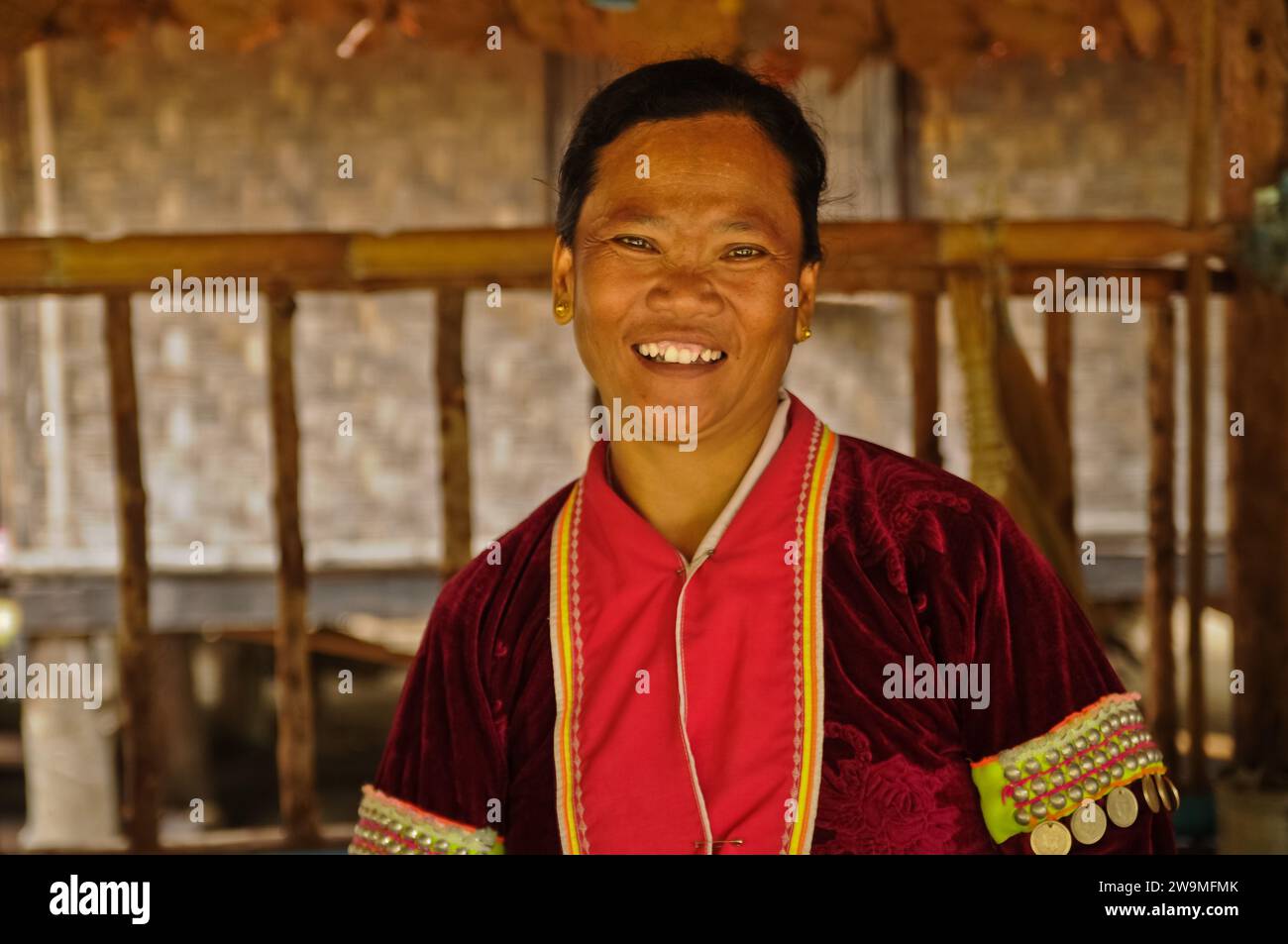 Smiling Palong Tribe Woman, Hill-Tribe Village, Northern Thailand Stock Photo