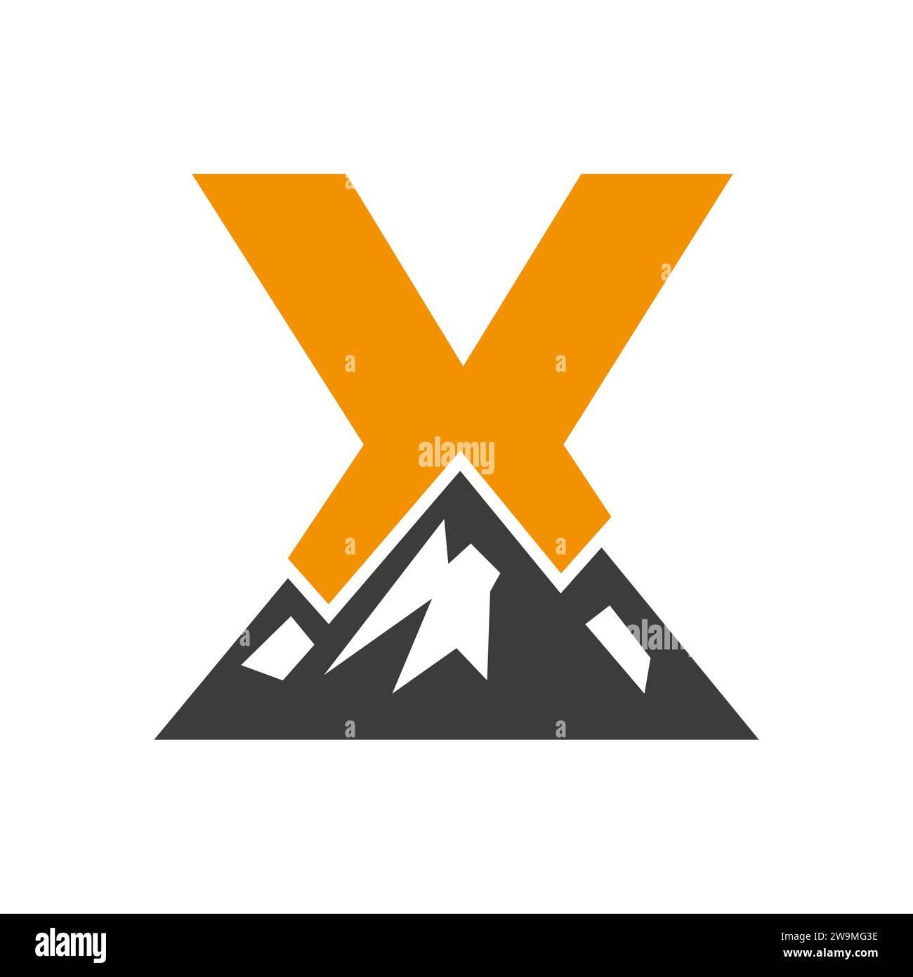 Mount Logo On Letter X, Mount Hill Symbol Vector Template Stock Vector