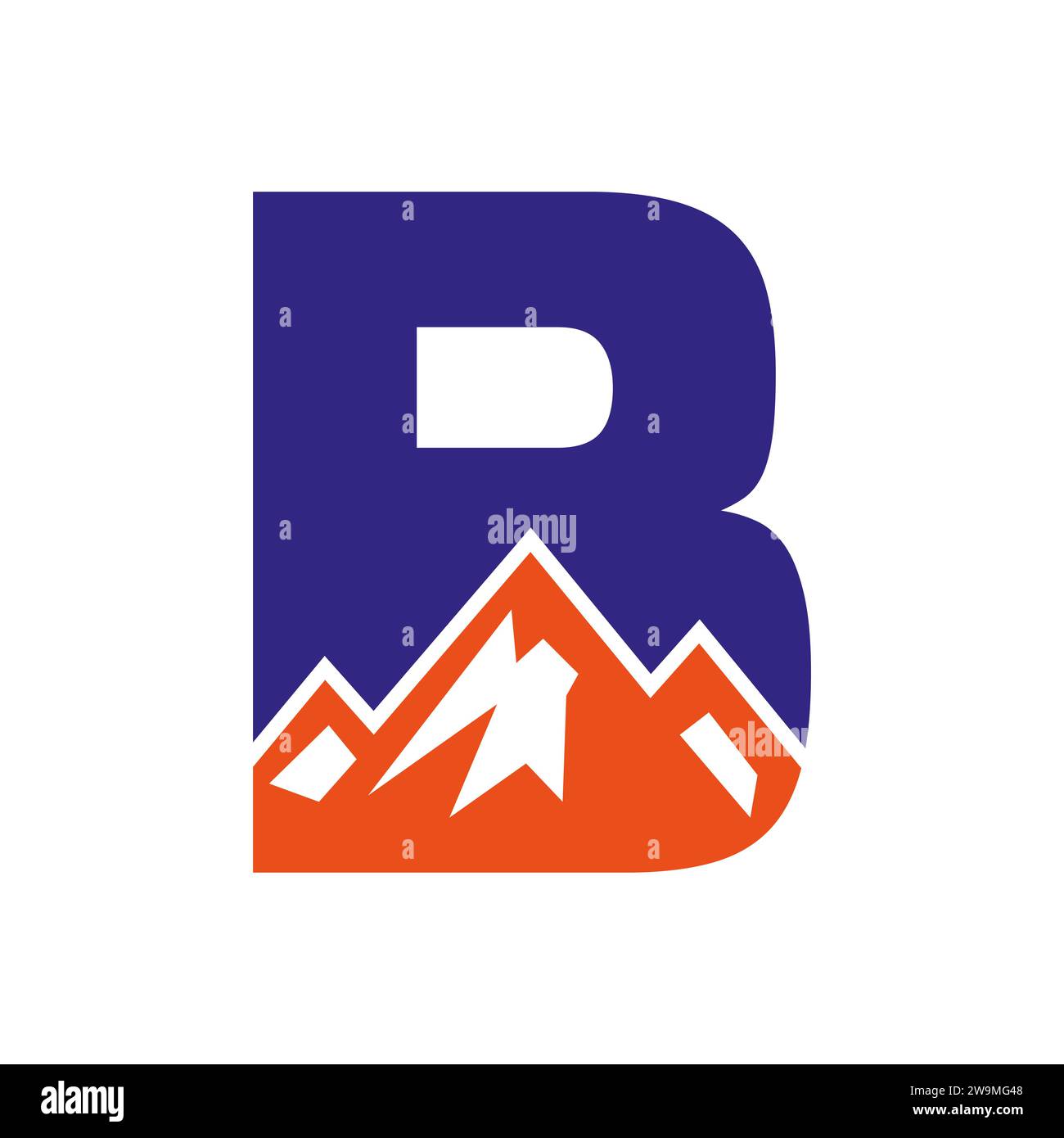 Mount Logo On Letter B, Mount Hill Symbol Vector Template Stock Vector