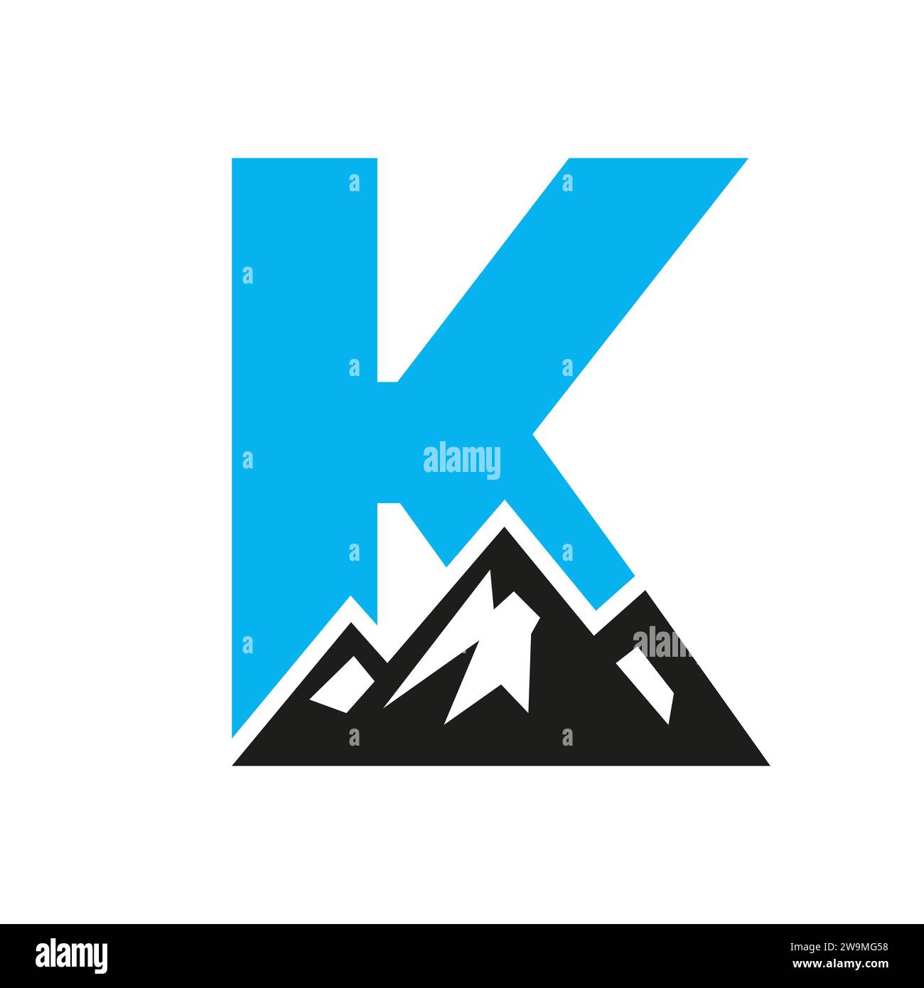 Mount Logo On Letter K, Mount Hill Symbol Vector Template Stock Vector