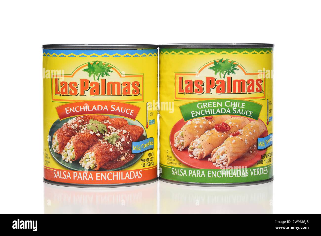 IRVINE, CALIFORNIA 28 DEC 2023 Two cans of Las Palmas Mild Enchilada