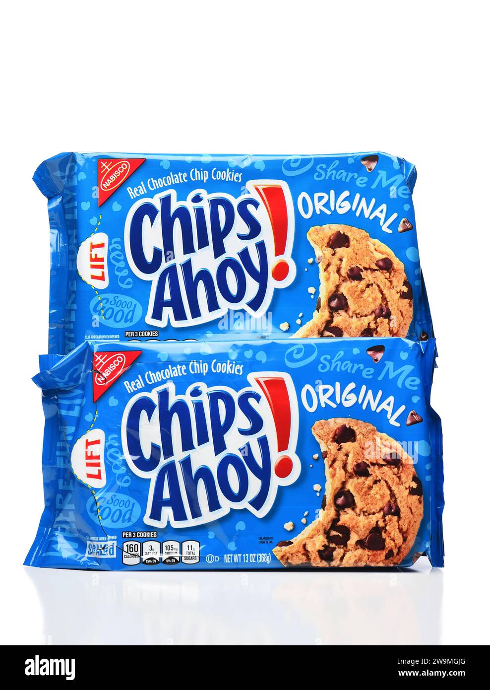 IRVINE, CALIFORNIA - 28 DEC 2023: Two bags of Nabisco Chips Ahoy Chocolate Chip Cookies. Stock Photo