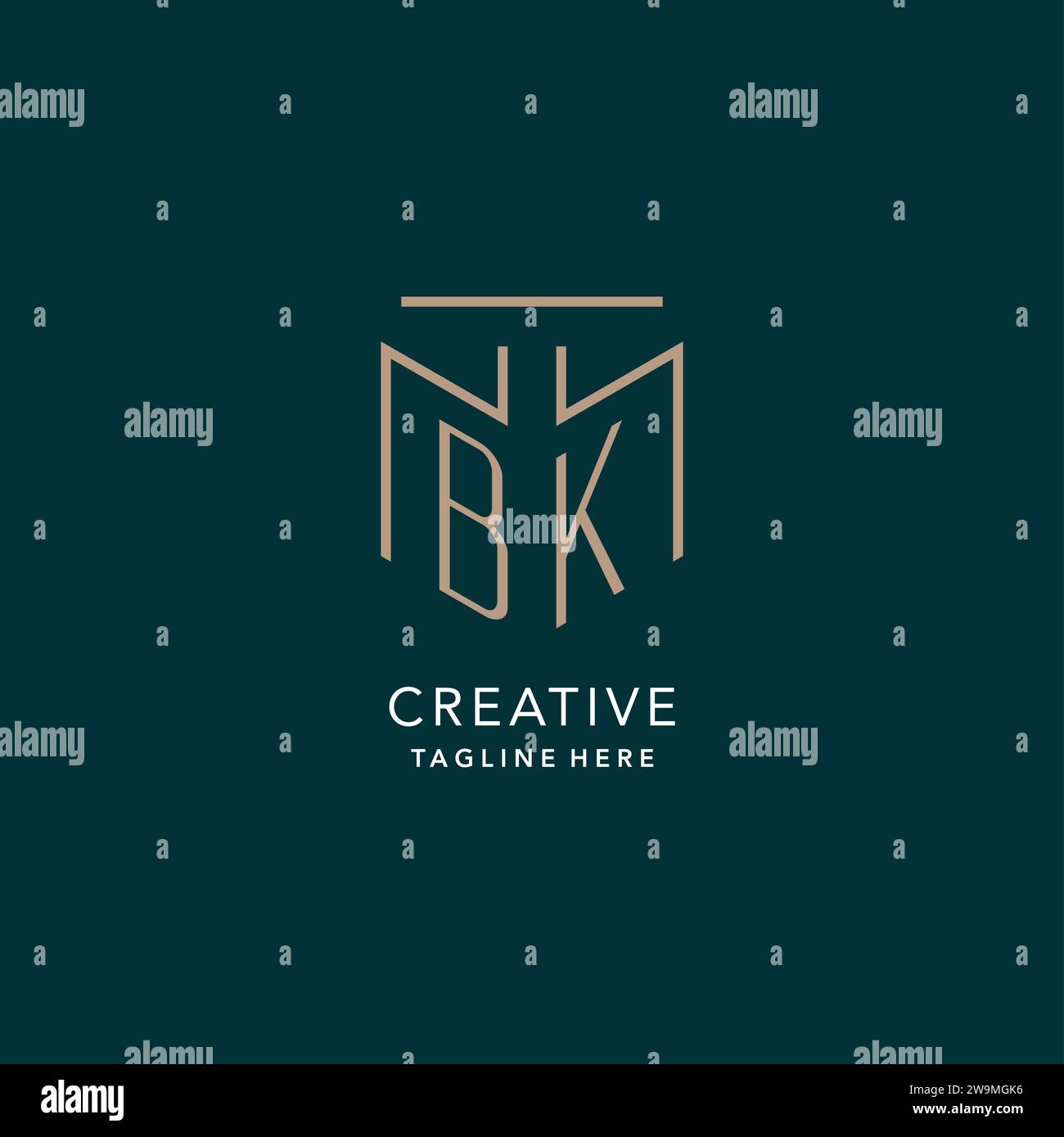 Luxury modern BK logo monogram with geometric monoline style vector ...