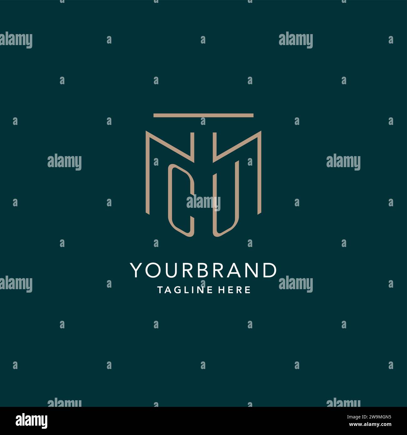 Luxury modern CU logo monogram with geometric monoline style vector graphic Stock Vector