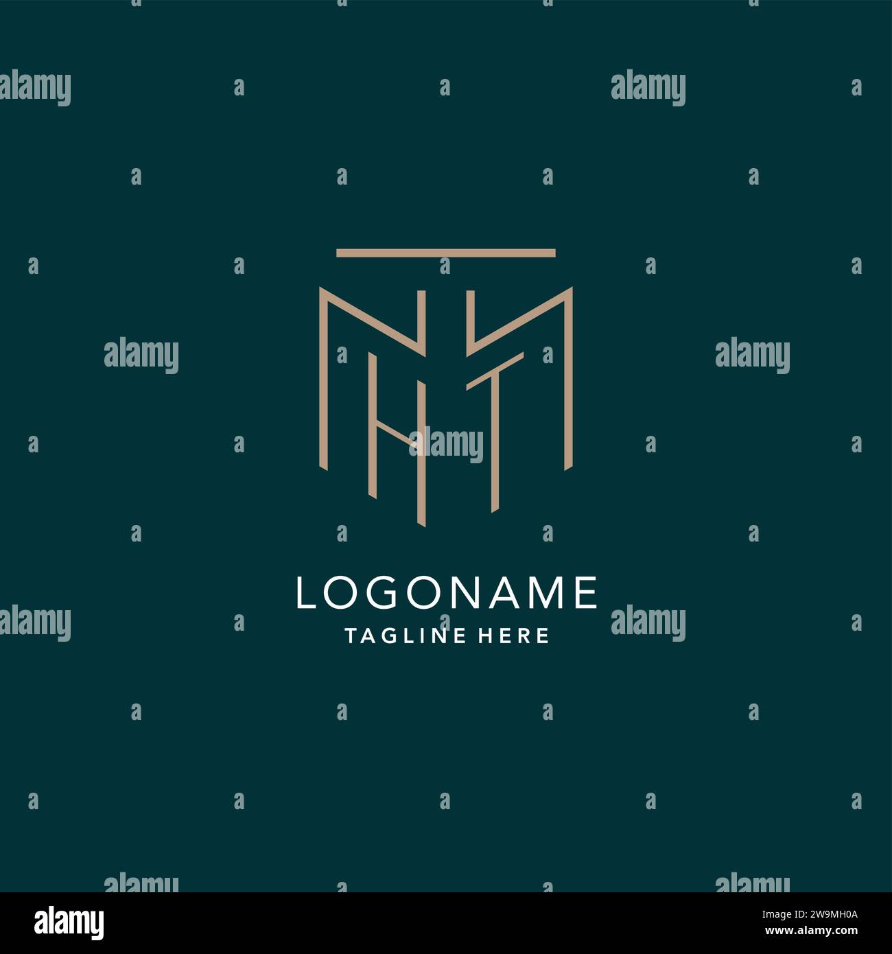 Luxury modern HT logo monogram with geometric monoline style vector ...