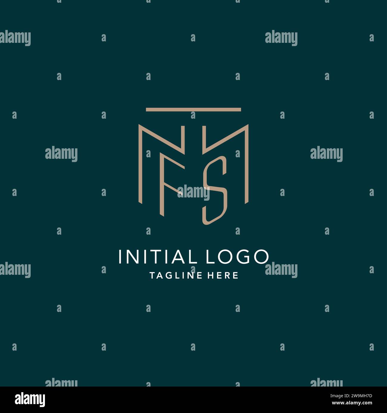 Luxury modern FS logo monogram with geometric monoline style vector ...