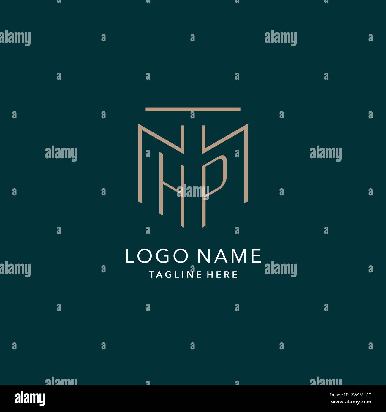 Luxury modern HP logo monogram with geometric monoline style vector ...