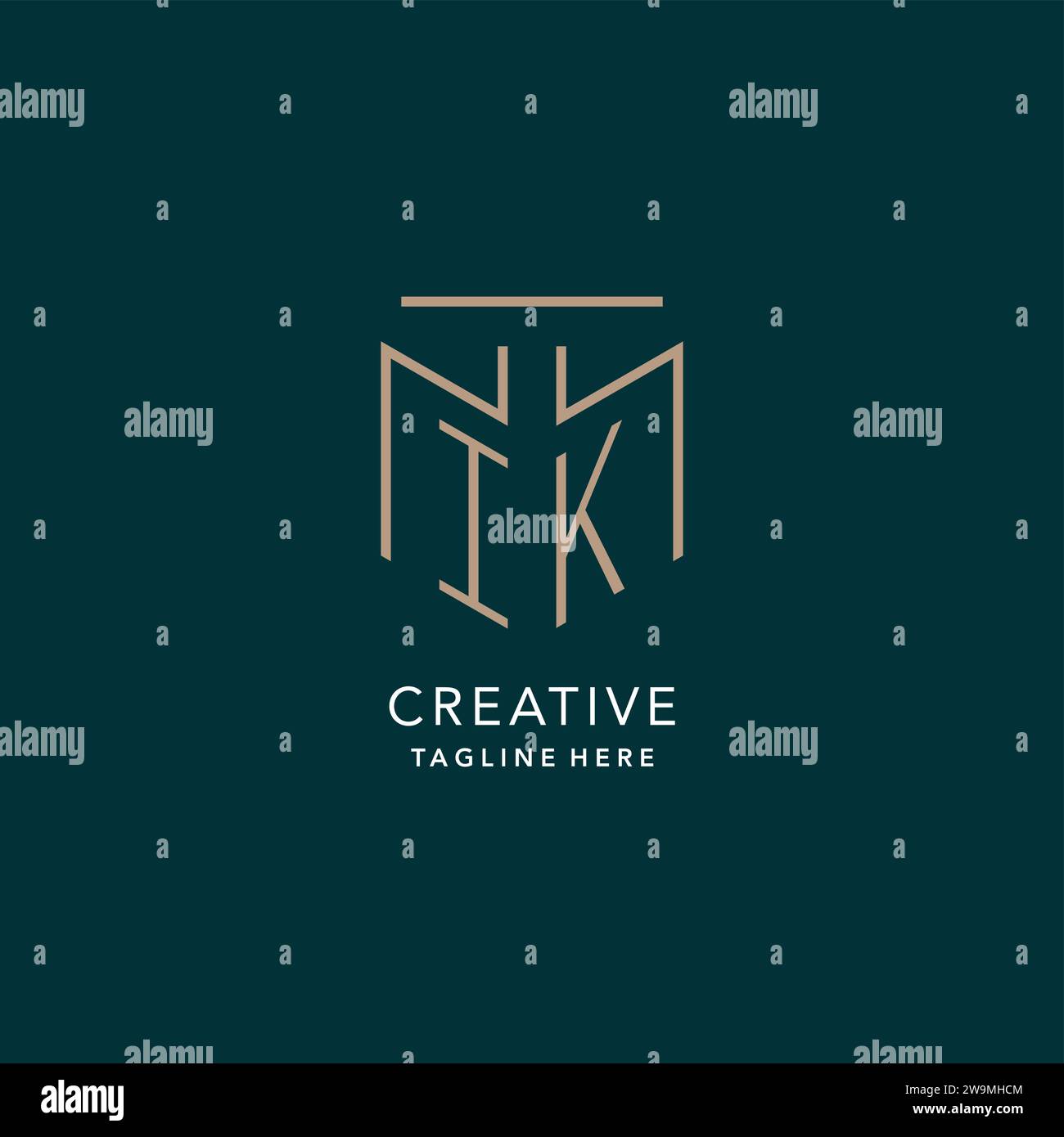 Luxury modern IK logo monogram with geometric monoline style vector ...