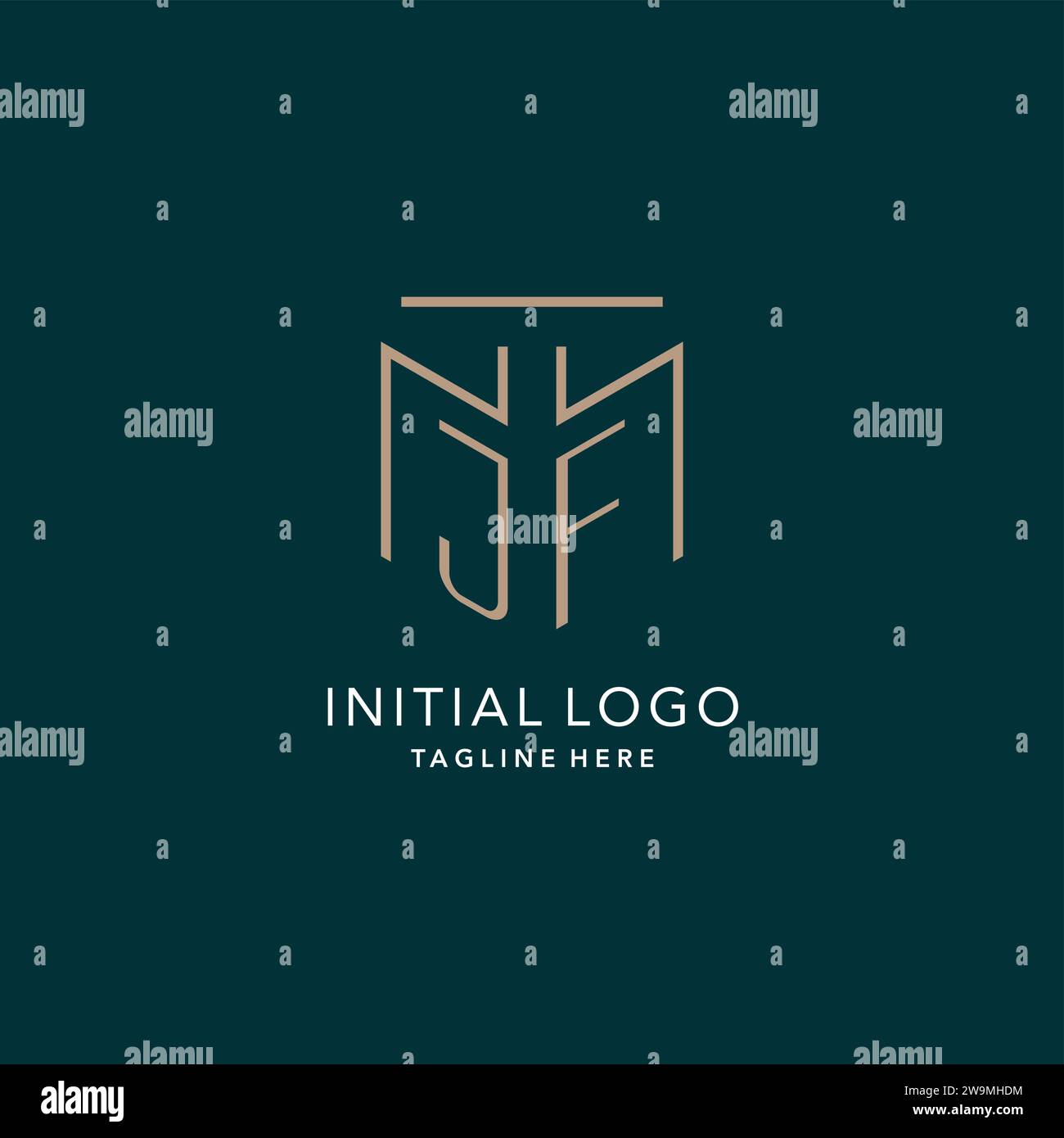 Luxury modern JF logo monogram with geometric monoline style vector ...