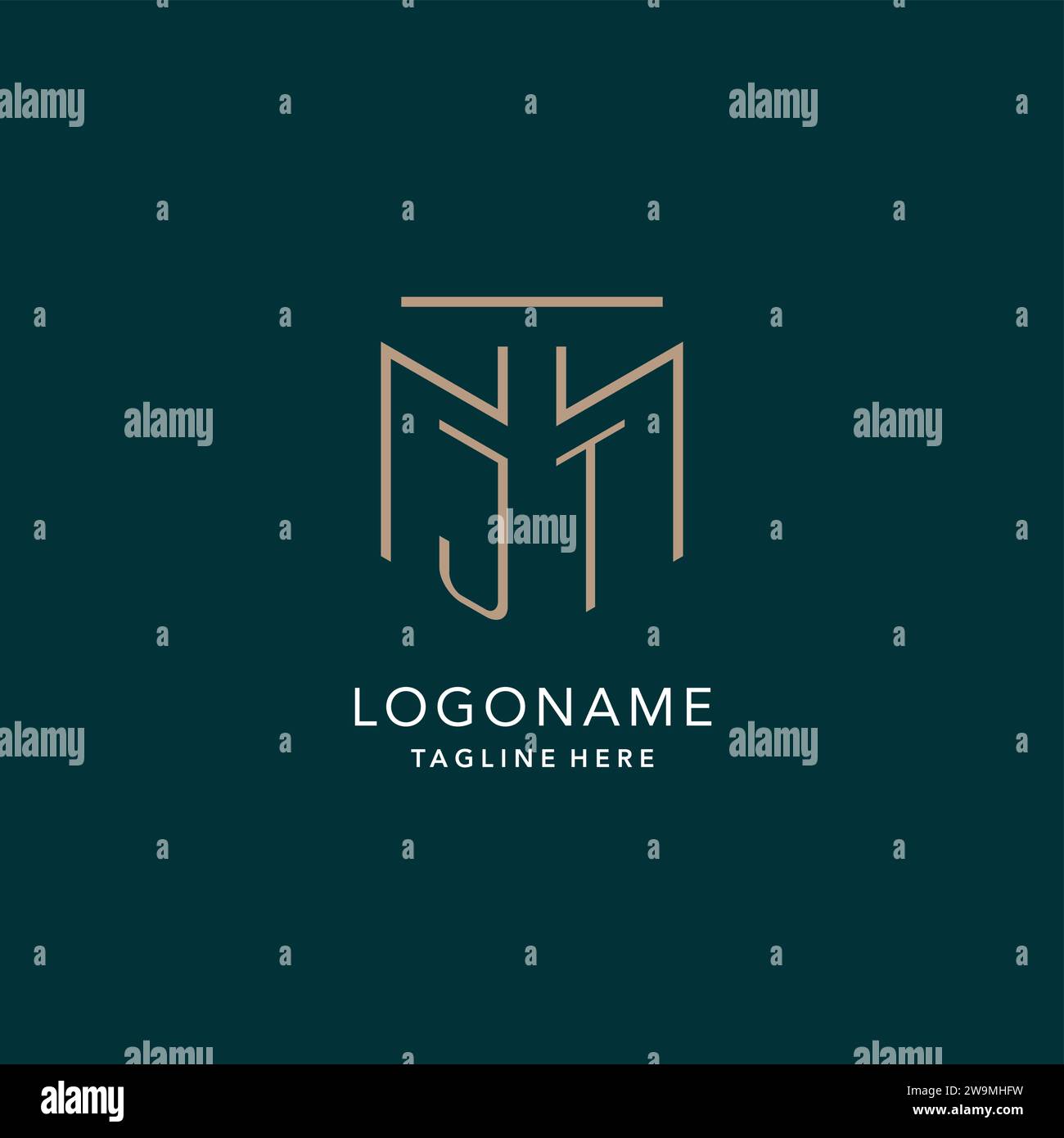 Luxury modern JT logo monogram with geometric monoline style vector ...