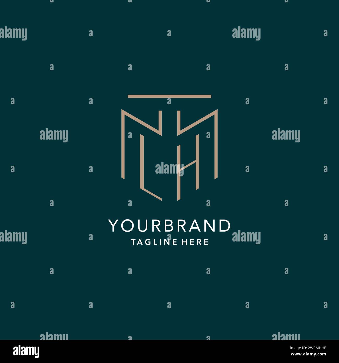 Luxury modern LH logo monogram with geometric monoline style vector ...