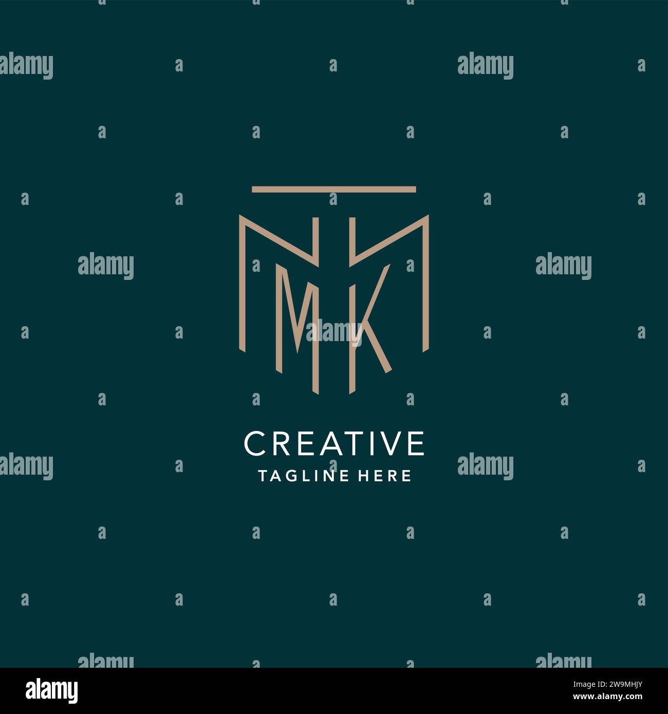 Luxury modern MK logo monogram with geometric monoline style vector ...