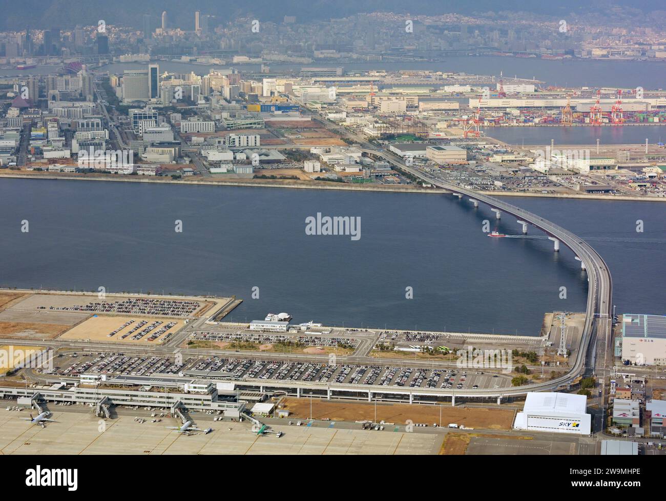 An aerial photo shows the Port Island Line, commonly known as Port
