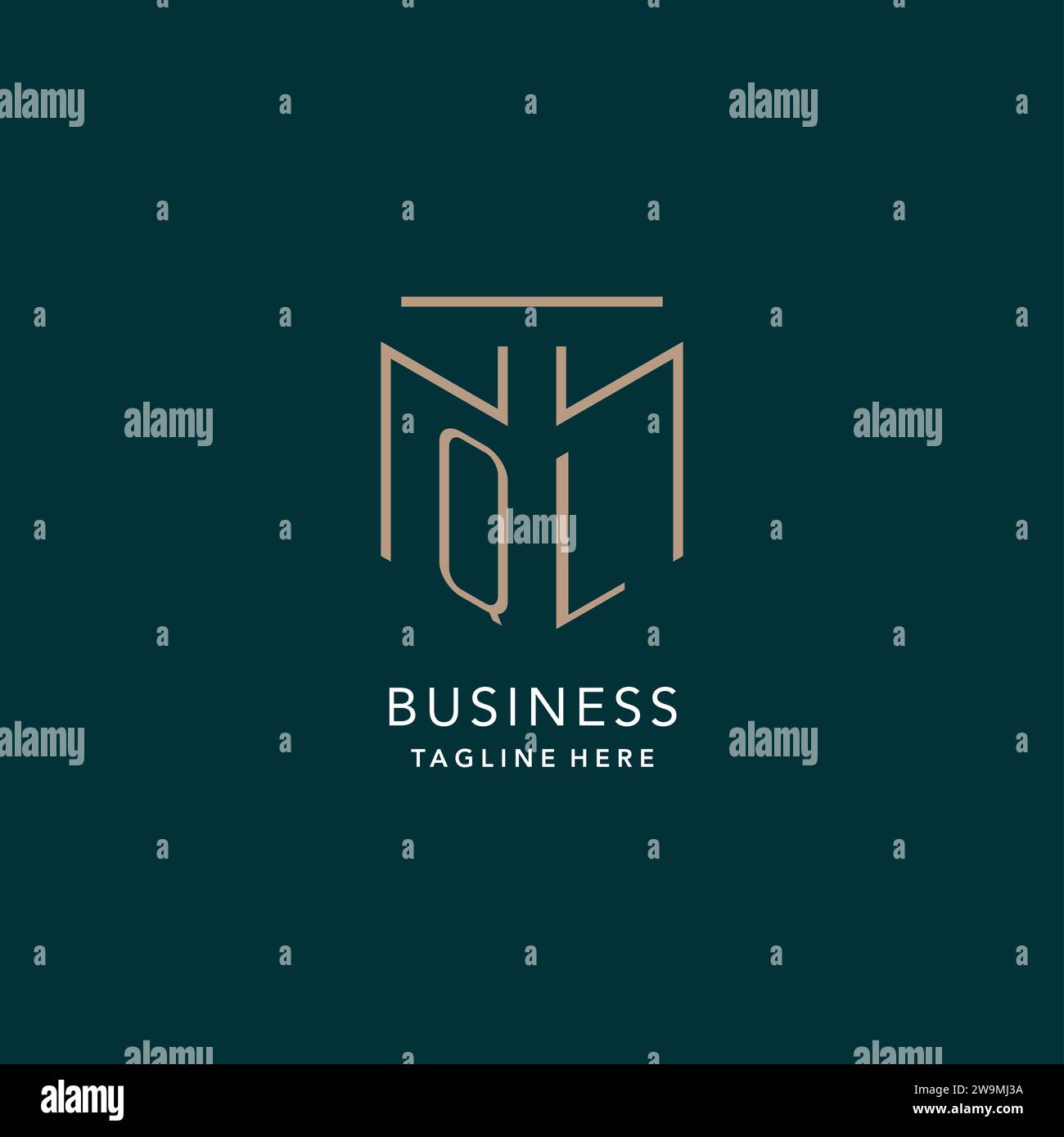 Luxury modern QL logo monogram with geometric monoline style vector graphic Stock Vector